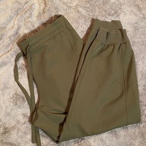 Army green silk joggers